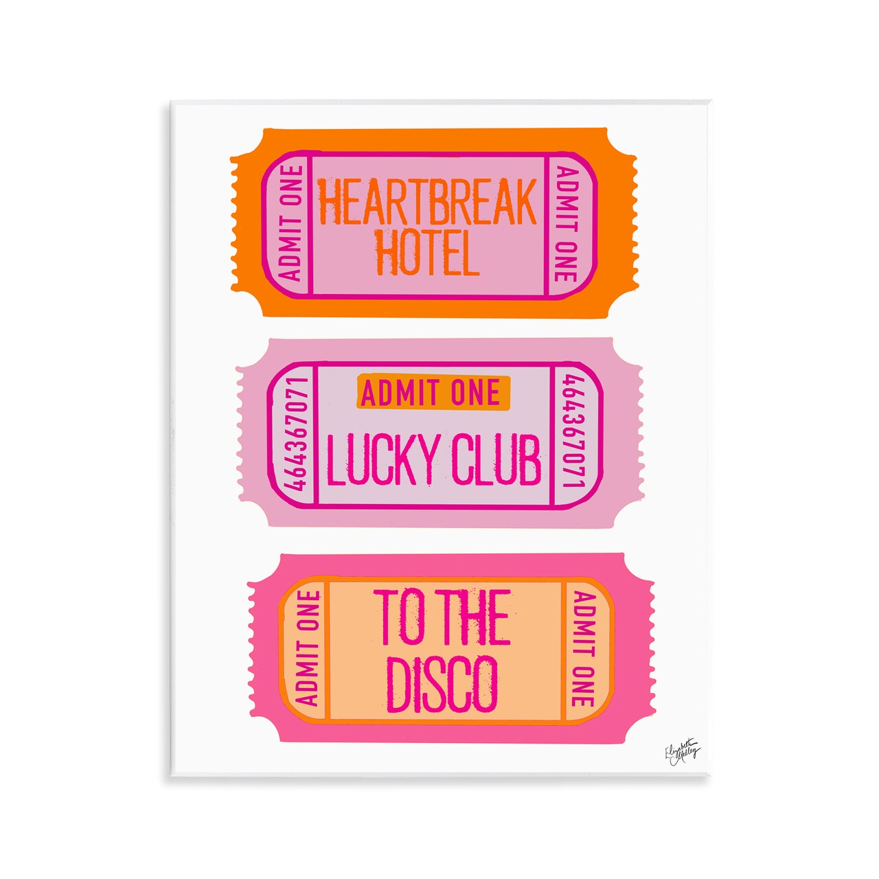 Stupell Industries Disco Phrases Tickets Wall Plaque Art Design by Elizabeth Medley